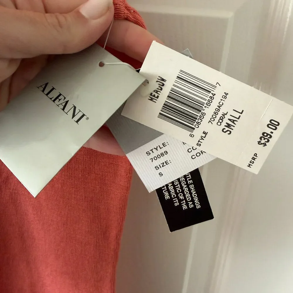 Alfani Merino Wool Sleeveless Mock Neck Sweater Size Small Coral - Picture 3 of 4